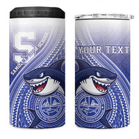 Personalized Samoana High School 4 in 1 Can Cooler Tumbler Polynesian Tribal Shark