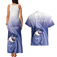 Personalized Samoana High School Couples Matching Tank Maxi Dress and Hawaiian Shirt Polynesian Tribal Shark