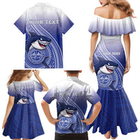 Personalized Samoana High School Family Matching Mermaid Dress and Hawaiian Shirt Polynesian Tribal Shark
