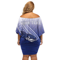 Personalized Samoana High School Family Matching Off Shoulder Short Dress and Hawaiian Shirt Polynesian Tribal Shark