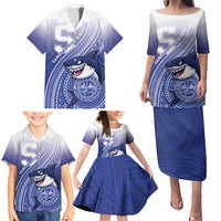 Personalized Samoana High School Family Matching Puletasi and Hawaiian Shirt Polynesian Tribal Shark