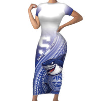 Personalized Samoana High School Family Matching Short Sleeve Bodycon Dress and Hawaiian Shirt Polynesian Tribal Shark