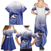 Personalized Samoana High School Family Matching Summer Maxi Dress and Hawaiian Shirt Polynesian Tribal Shark