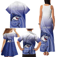 Personalized Samoana High School Family Matching Tank Maxi Dress and Hawaiian Shirt Polynesian Tribal Shark