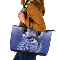 Samoana High School Leather Tote Bag Polynesian Tribal Shark