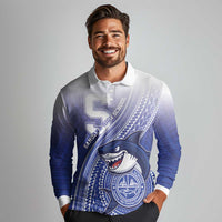 Personalized Samoana High School Long Sleeve Polo Shirt Polynesian Tribal Shark LT05 - Polynesian Pride