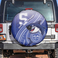 Samoana High School Spare Tire Cover Polynesian Tribal Shark LT05 Blue - Polynesian Pride