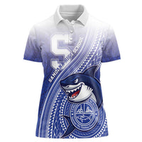 Personalized Samoana High School Women Polo Shirt Polynesian Tribal Shark