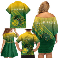 Personalized Leone High School Family Matching Off Shoulder Short Dress and Hawaiian Shirt Leone Lion
