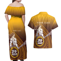 Personalized Tafuna High School Couples Matching Off Shoulder Maxi Dress and Hawaiian Shirt Polynesian Warrior
