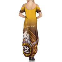 Personalized Tafuna High School Family Matching Summer Maxi Dress and Hawaiian Shirt Polynesian Warrior