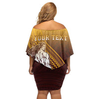 Personalized Tafuna High School Off Shoulder Short Dress Polynesian Warrior