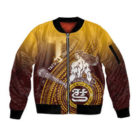 Personalized Tafuna High School Sleeve Zip Bomber Jacket Polynesian Warrior LT05 Unisex Maroon - Polynesian Pride
