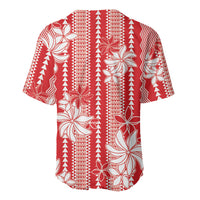 Hawaii Kakau Tribal Baseball Jersey With Red Tiare