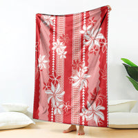 Hawaii Kakau Tribal Blanket With Red Tiare