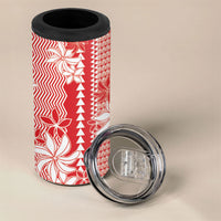 Hawaii Kakau Tribal 4 in 1 Can Cooler Tumbler With Red Tiare