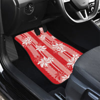 Hawaii Kakau Tribal Car Mats With Red Tiare