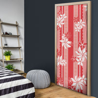 Hawaii Kakau Tribal Door Cover With Red Tiare