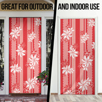 Hawaii Kakau Tribal Door Cover With Red Tiare