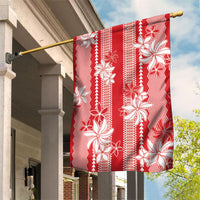 Hawaii Kakau Tribal Garden Flag With Red Tiare