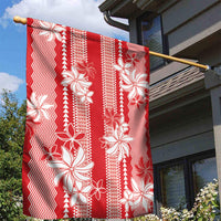 Hawaii Kakau Tribal Garden Flag With Red Tiare
