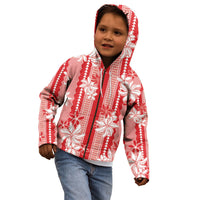 Hawaii Kakau Tribal Kid Hoodie With Red Tiare