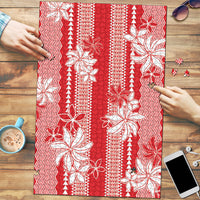 Hawaii Kakau Tribal Puzzle With Red Tiare