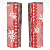 Hawaii Kakau Tribal Skinny Tumbler With Red Tiare
