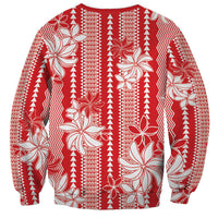 Hawaii Kakau Tribal Sweatshirt With Red Tiare