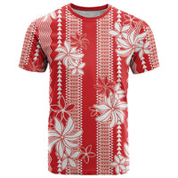 Hawaii Kakau Tribal T Shirt With Red Tiare