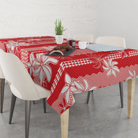 Hawaii Kakau Tribal Tablecloth With Red Tiare