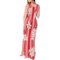 Hawaii Kakau Tribal Tank Maxi Dress With Red Tiare