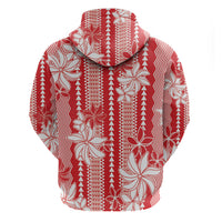 Hawaii Kakau Tribal Zip Hoodie With Red Tiare