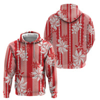 Hawaii Kakau Tribal Zip Hoodie With Red Tiare