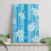 Hawaii Kakau Tribal Canvas Wall Art With Blue Tiare