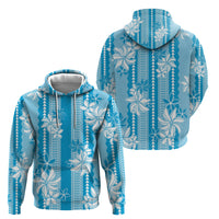 Hawaii Kakau Tribal Hoodie With Blue Tiare LT05 - Polynesian Pride
