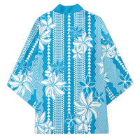 Hawaii Kakau Tribal Kimono With Blue Tiare