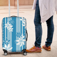 Hawaii Kakau Tribal Luggage Cover With Blue Tiare