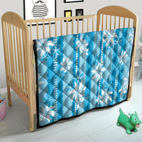 Hawaii Kakau Tribal Quilt With Blue Tiare