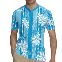 Hawaii Kakau Tribal Rugby Jersey With Blue Tiare