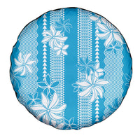 Hawaii Kakau Tribal Spare Tire Cover With Blue Tiare