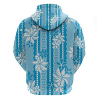 Hawaii Kakau Tribal Zip Hoodie With Blue Tiare LT05 - Polynesian Pride