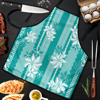 Hawaii Kakau Tribal Apron With Teal Tiare