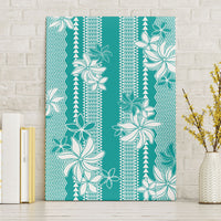 Hawaii Kakau Tribal Canvas Wall Art With Teal Tiare