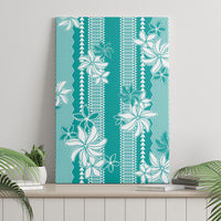 Hawaii Kakau Tribal Canvas Wall Art With Teal Tiare
