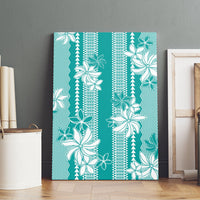 Hawaii Kakau Tribal Canvas Wall Art With Teal Tiare