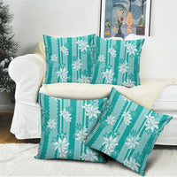 Hawaii Kakau Tribal Pillow Cover With Teal Tiare