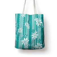 Hawaii Kakau Tribal Tote Bag With Teal Tiare