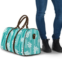 Hawaii Kakau Tribal Travel Bag With Teal Tiare