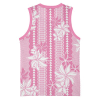 Hawaii Kakau Tribal Basketball Jersey With Pink Tiare
